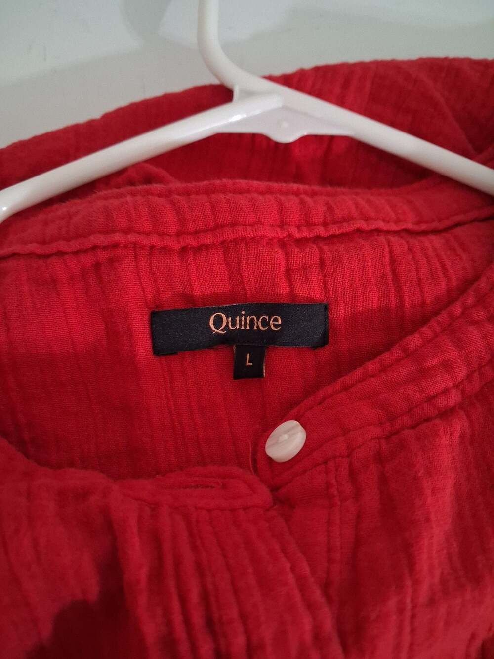 Quince 100% Organic Cotton Gauze Roll Sleeve Shirt in Wild Cherry - Picture 4 of 8